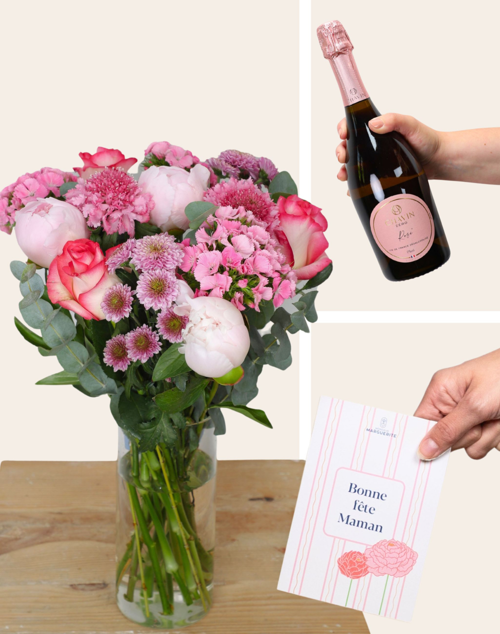 Pack Maman - Bouquet Bonne Fête Maman et Vin sans alcool