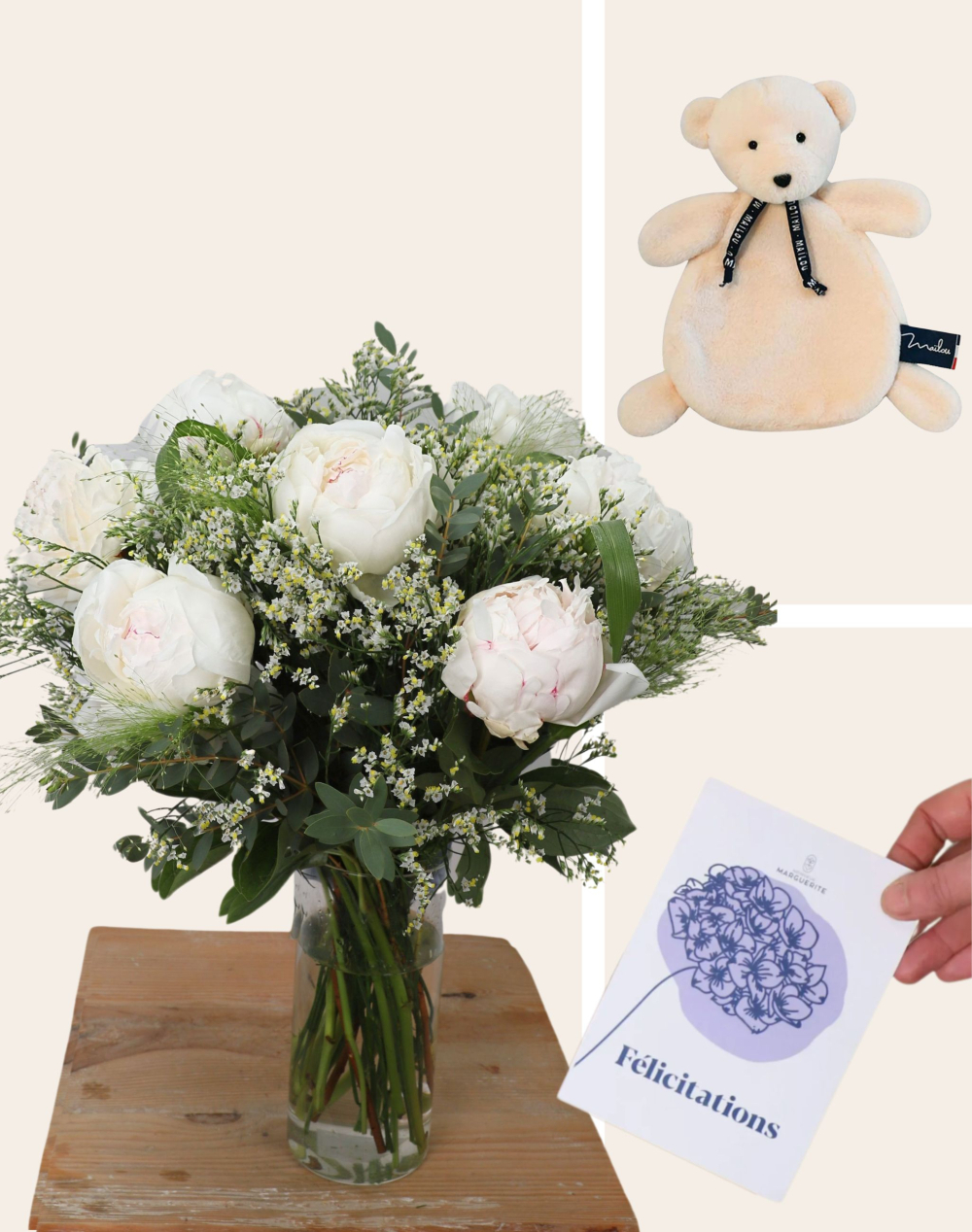 Pack Naissance - Bouquet de Pivoines blanches