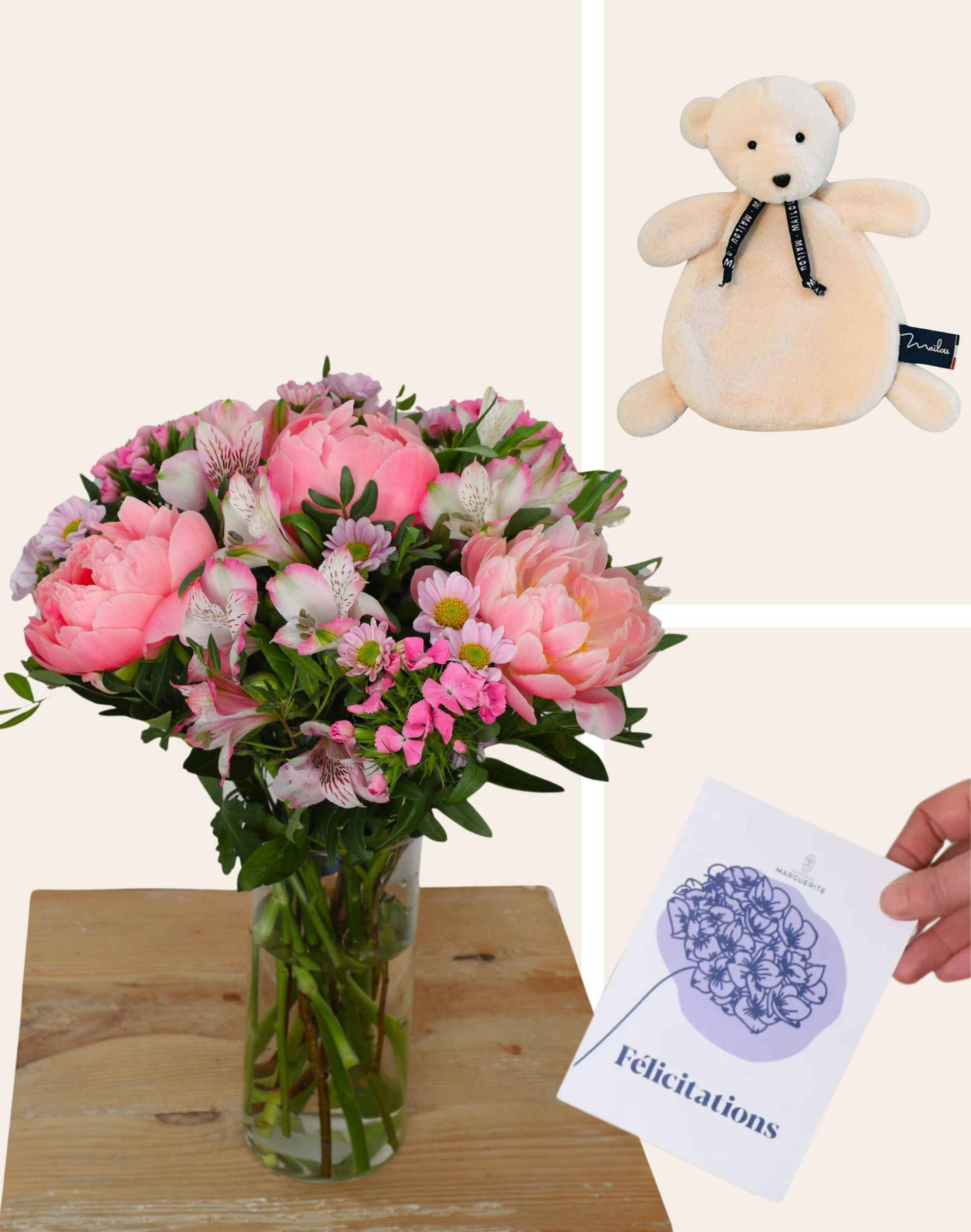 Pack Naissance - Bouquet de saison rose