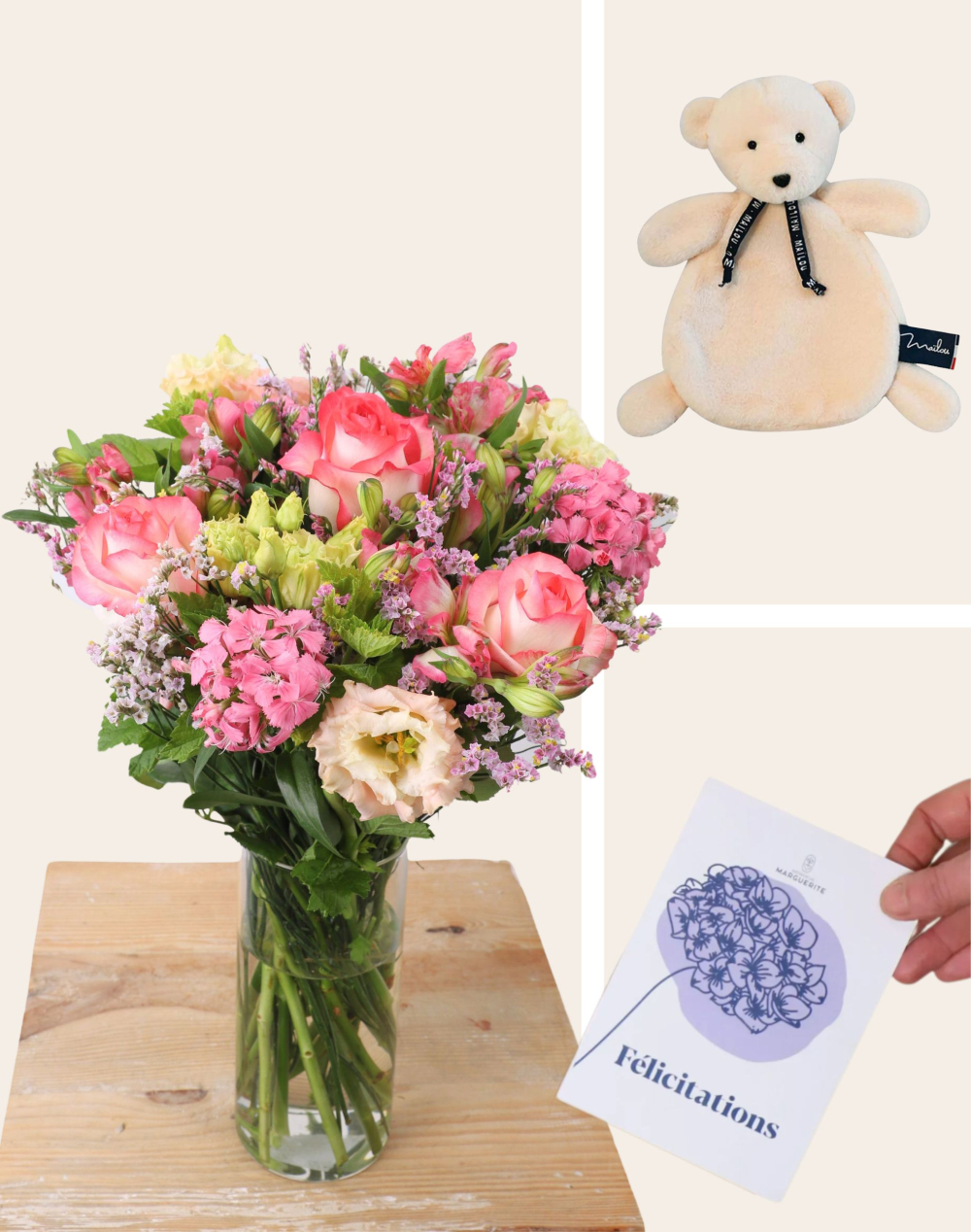 Pack Naissance - Bouquet de saison rose