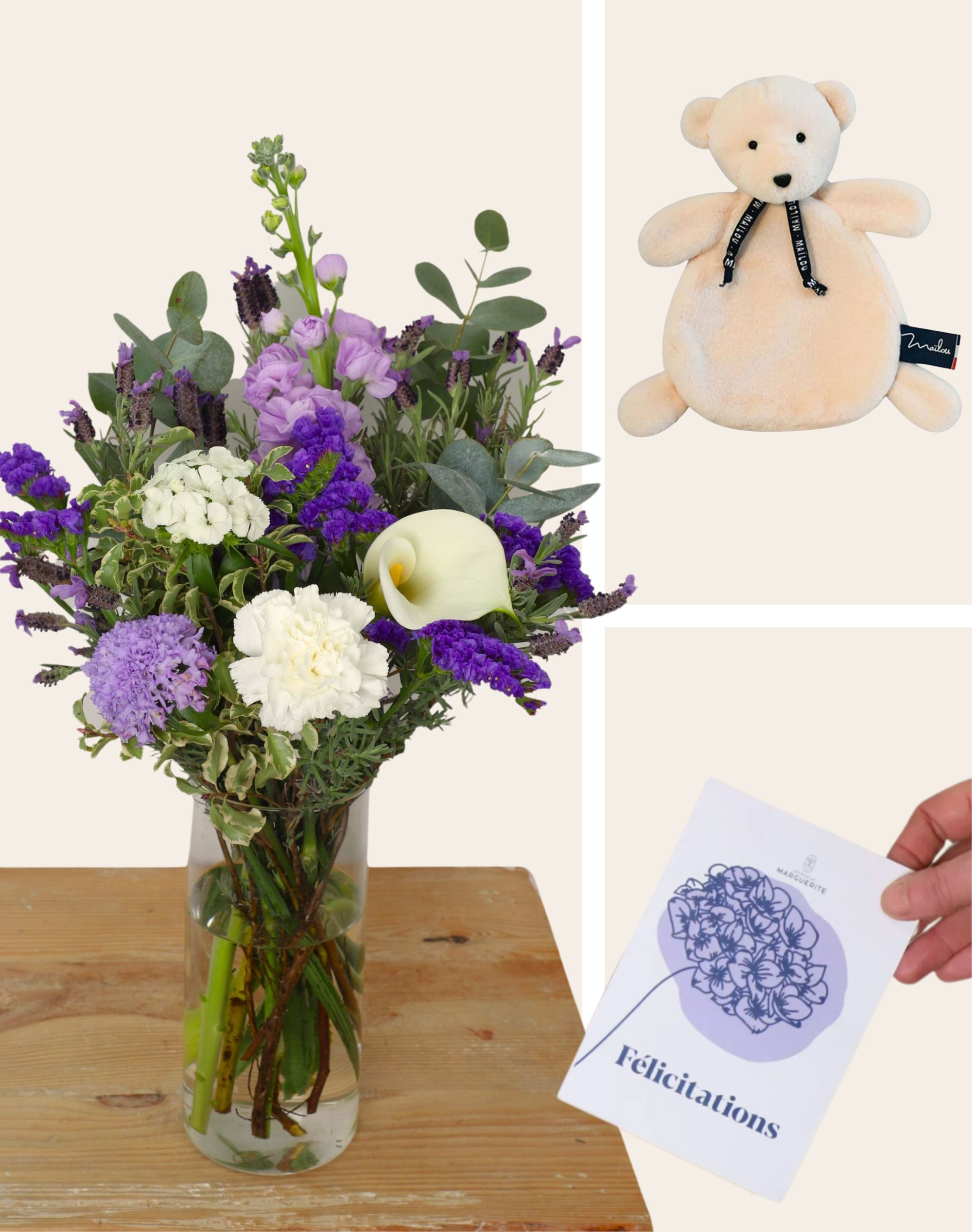 Pack Naissance - Bouquet de saison bleu blanc