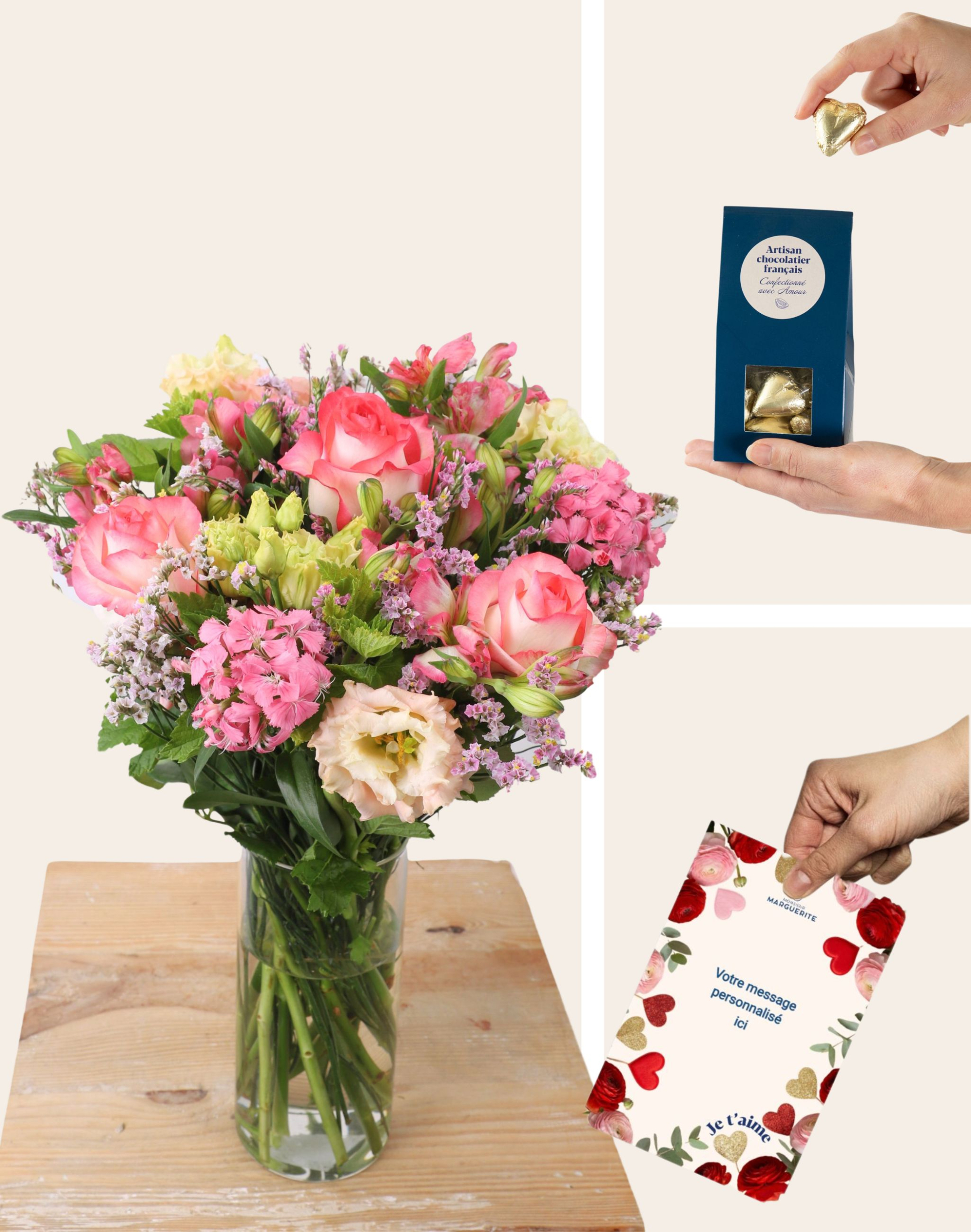 Pack Amour - Bouquet de saison rose