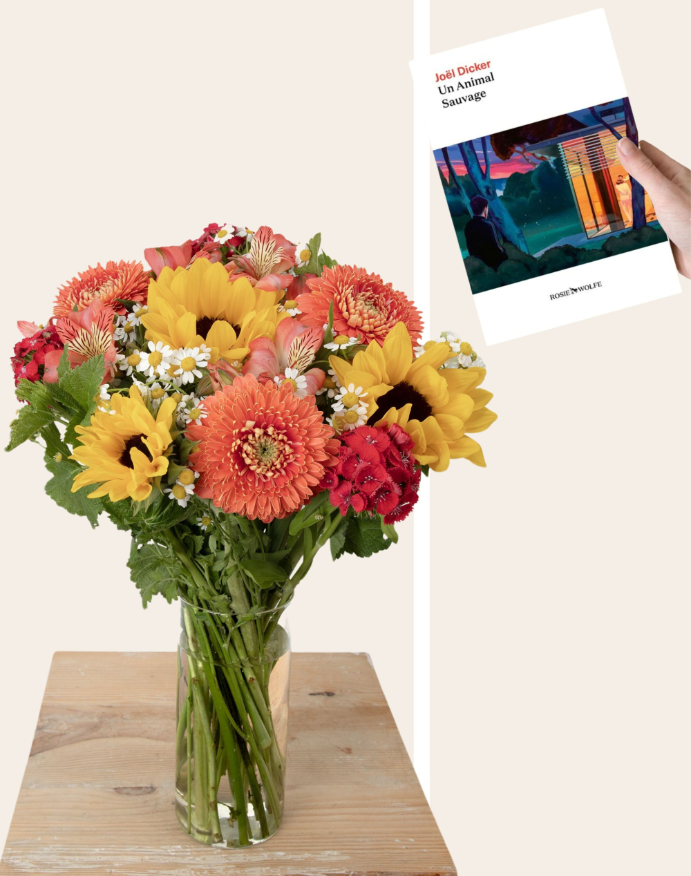Duo - bouquet de saison coloré et livre
