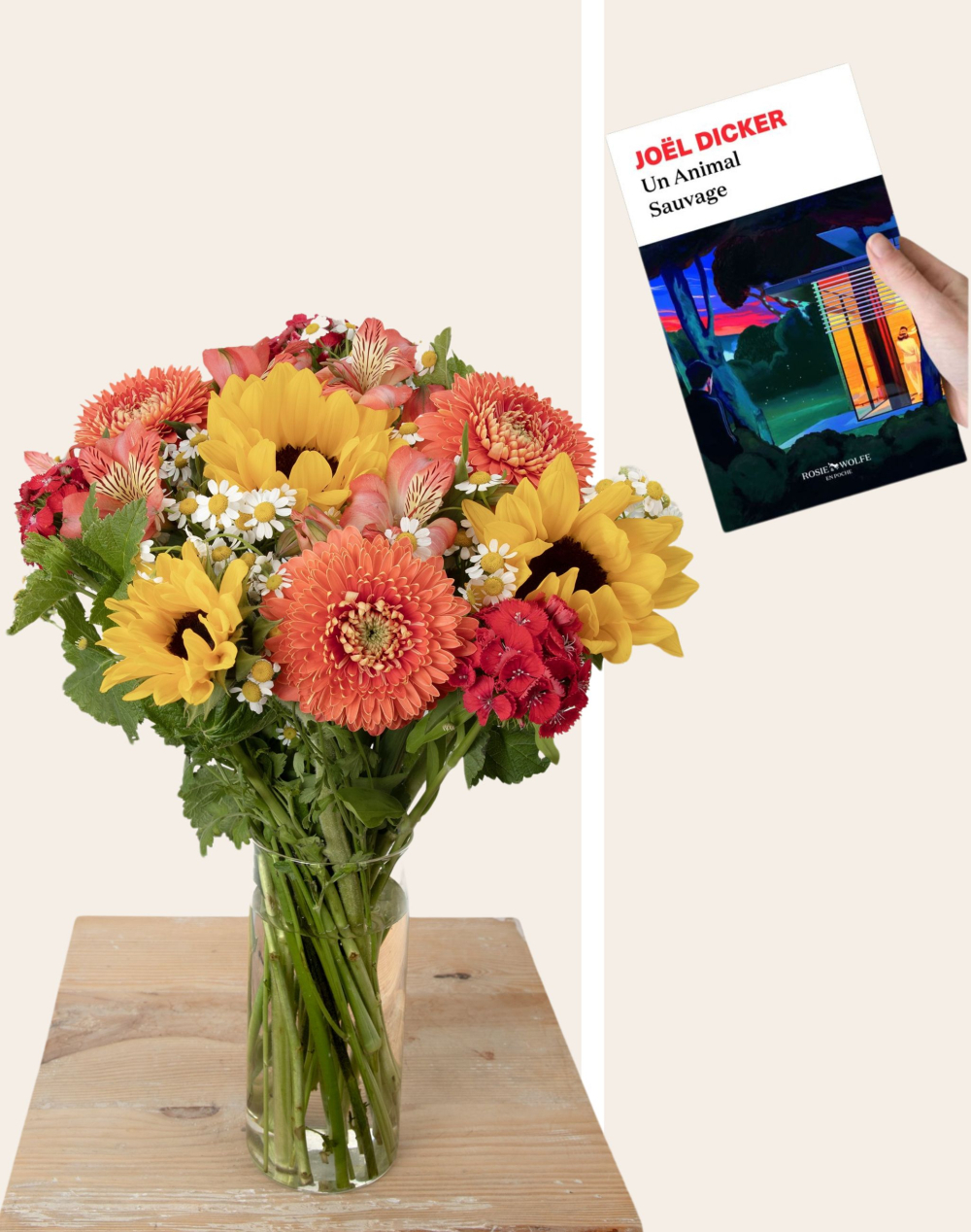 Duo - bouquet de saison coloré et livre