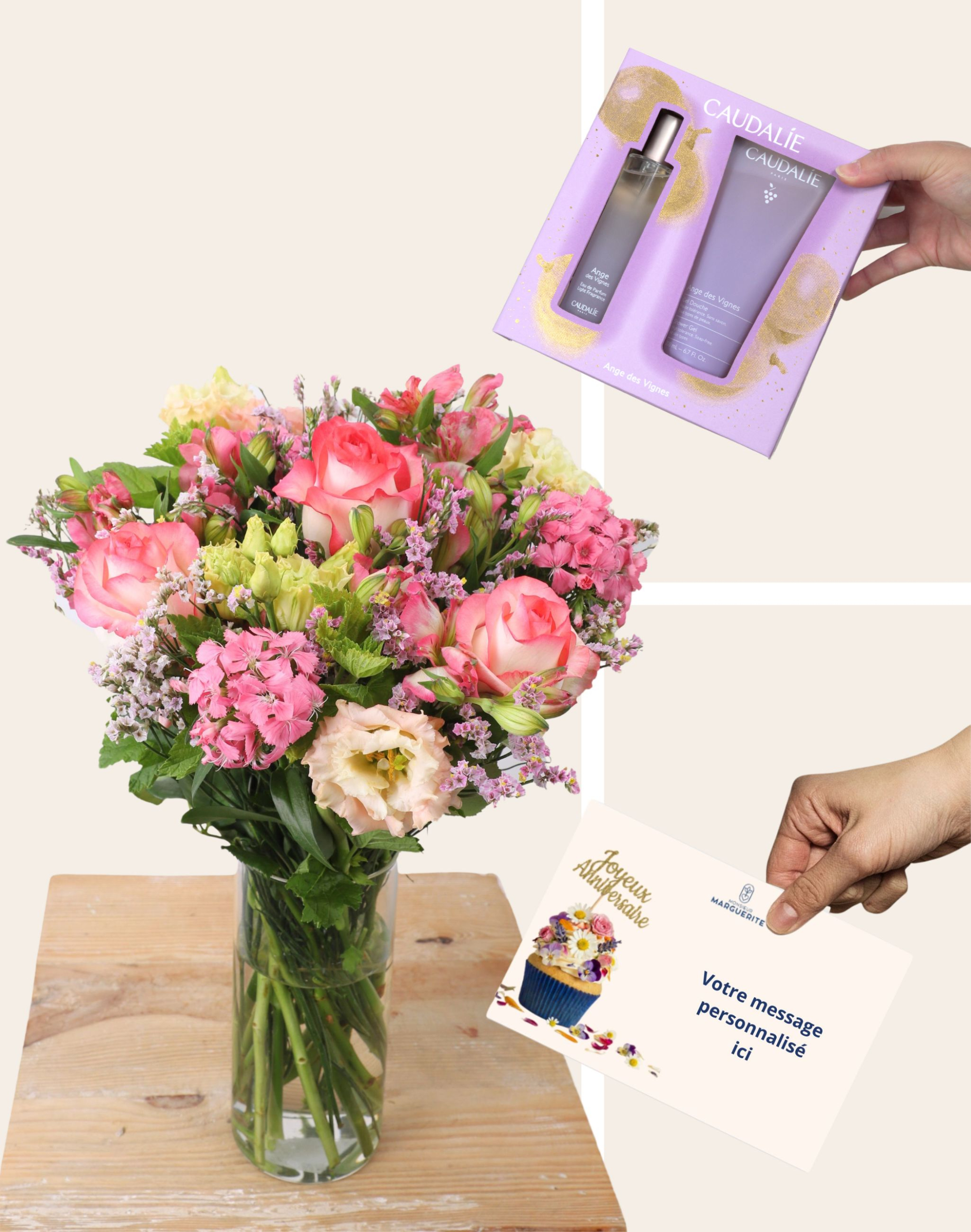 Pack Anniversaire  - Bouquet de saison rose