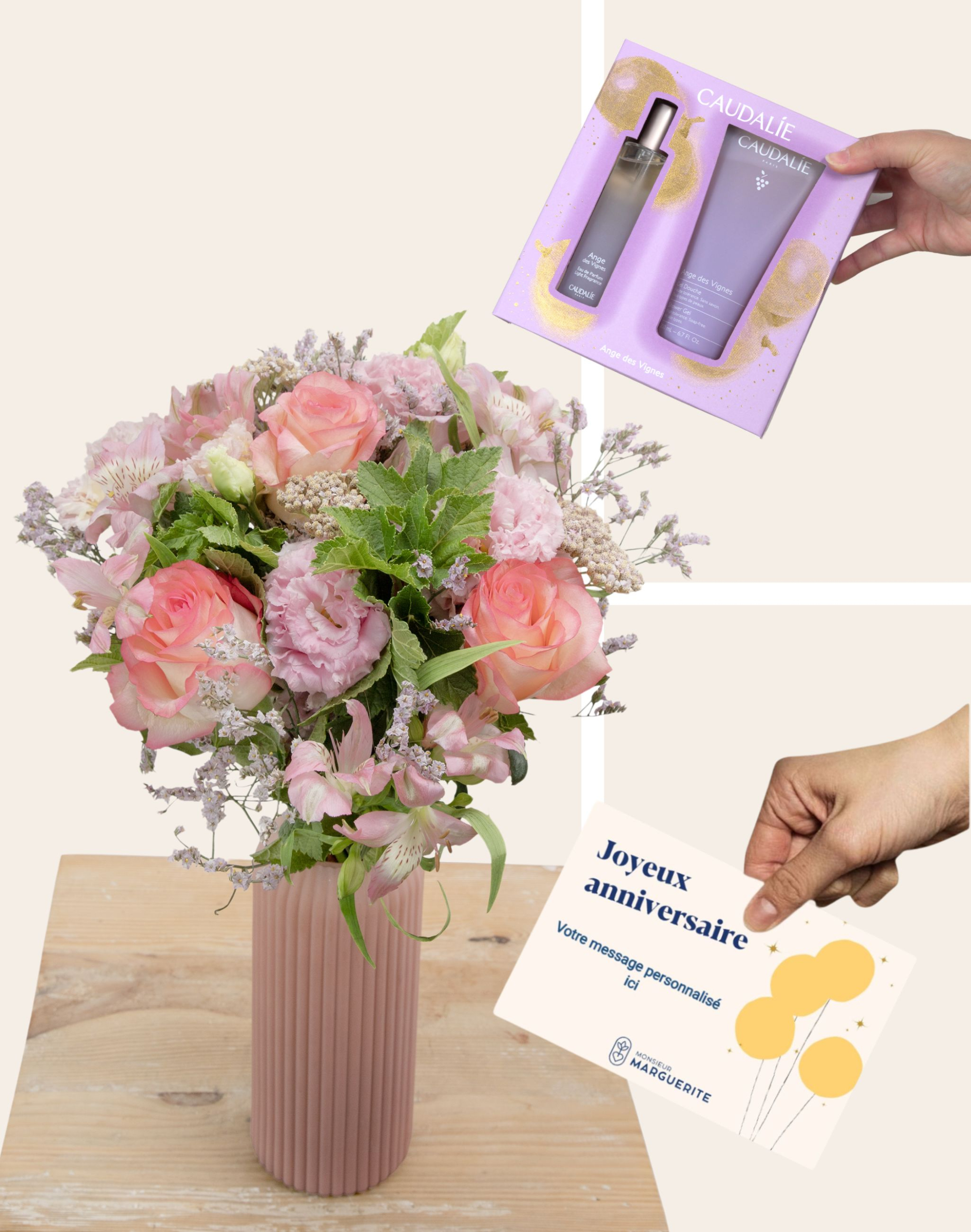 Pack Anniversaire  - Bouquet de saison rose