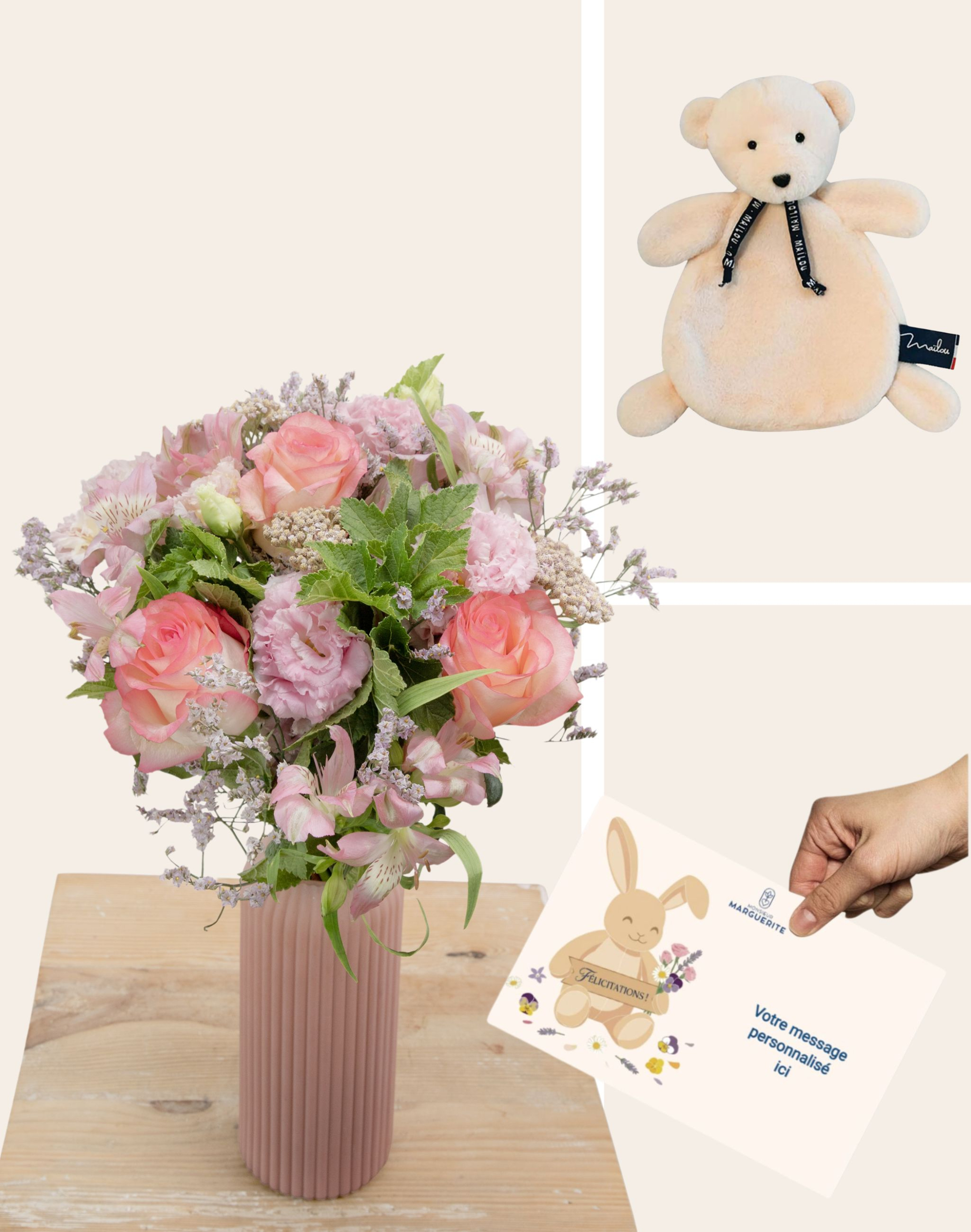 Pack Naissance - Bouquet de saison rose