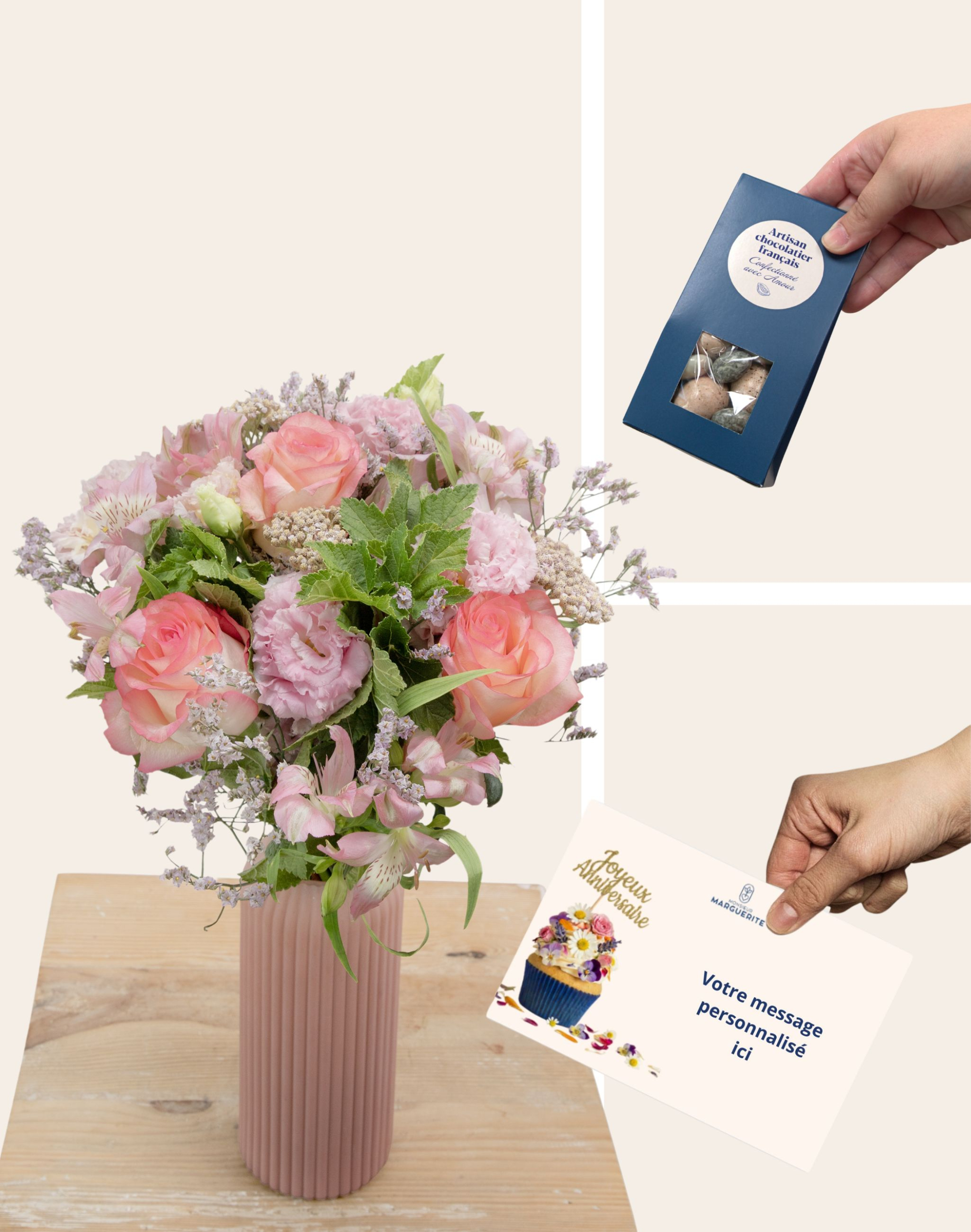 Pack Anniversaire - Bouquet de saison rose