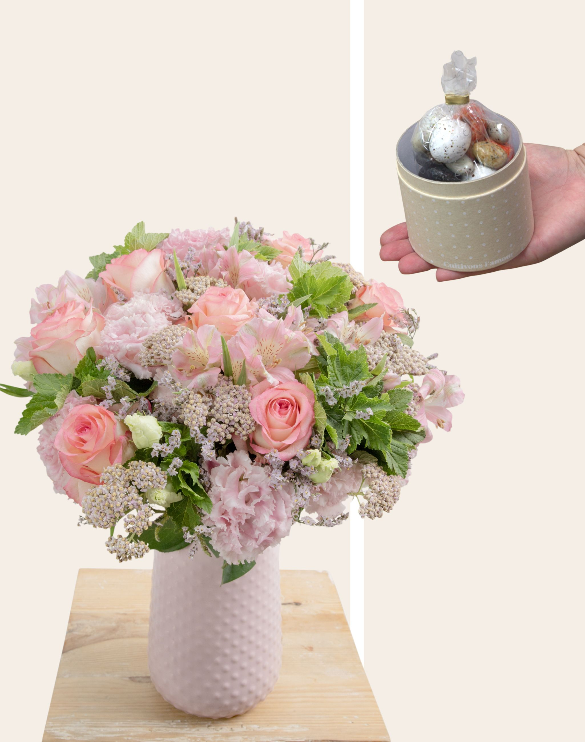 Duo - Bouquet d'exception rose et Chocolats