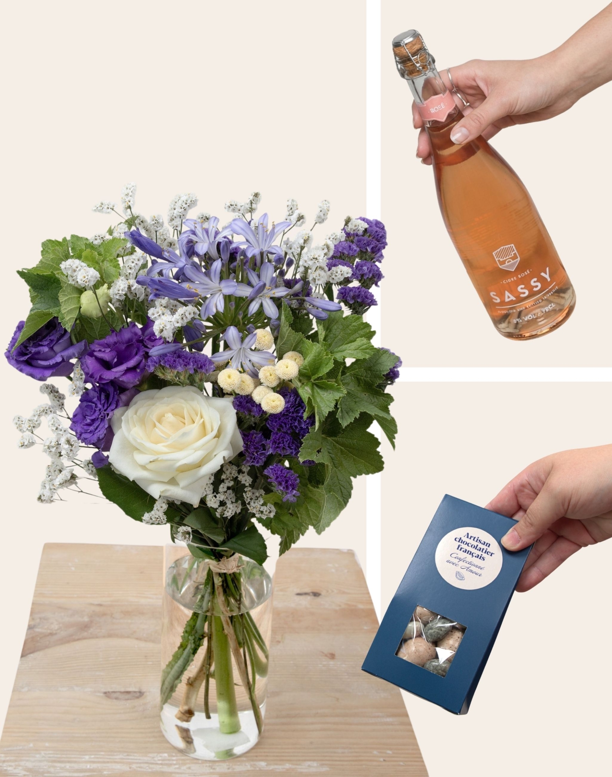 Pack Anniversaire - Bouquet de saison bleu et blanc