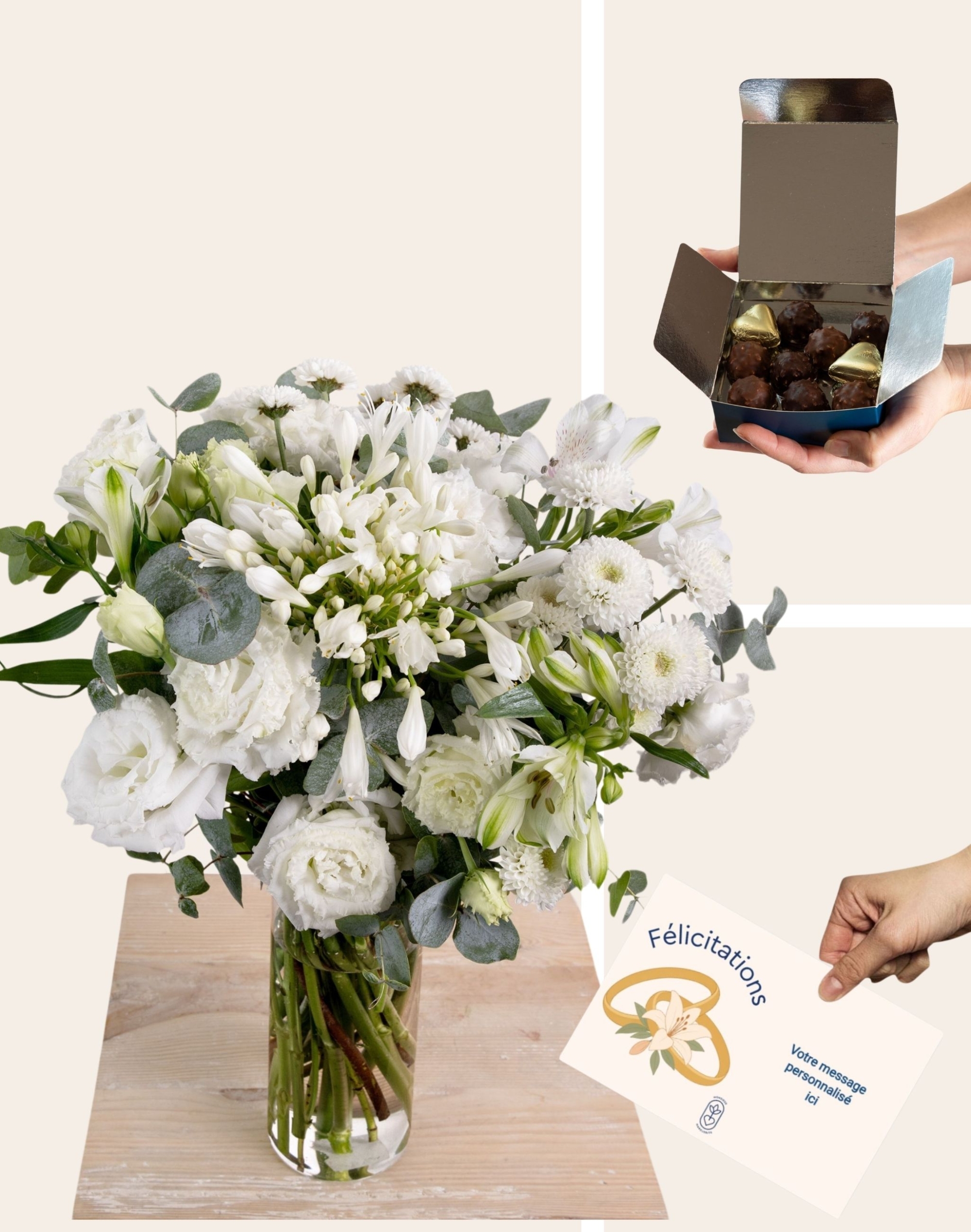 Pack Félicitations - Bouquet de saison blanc