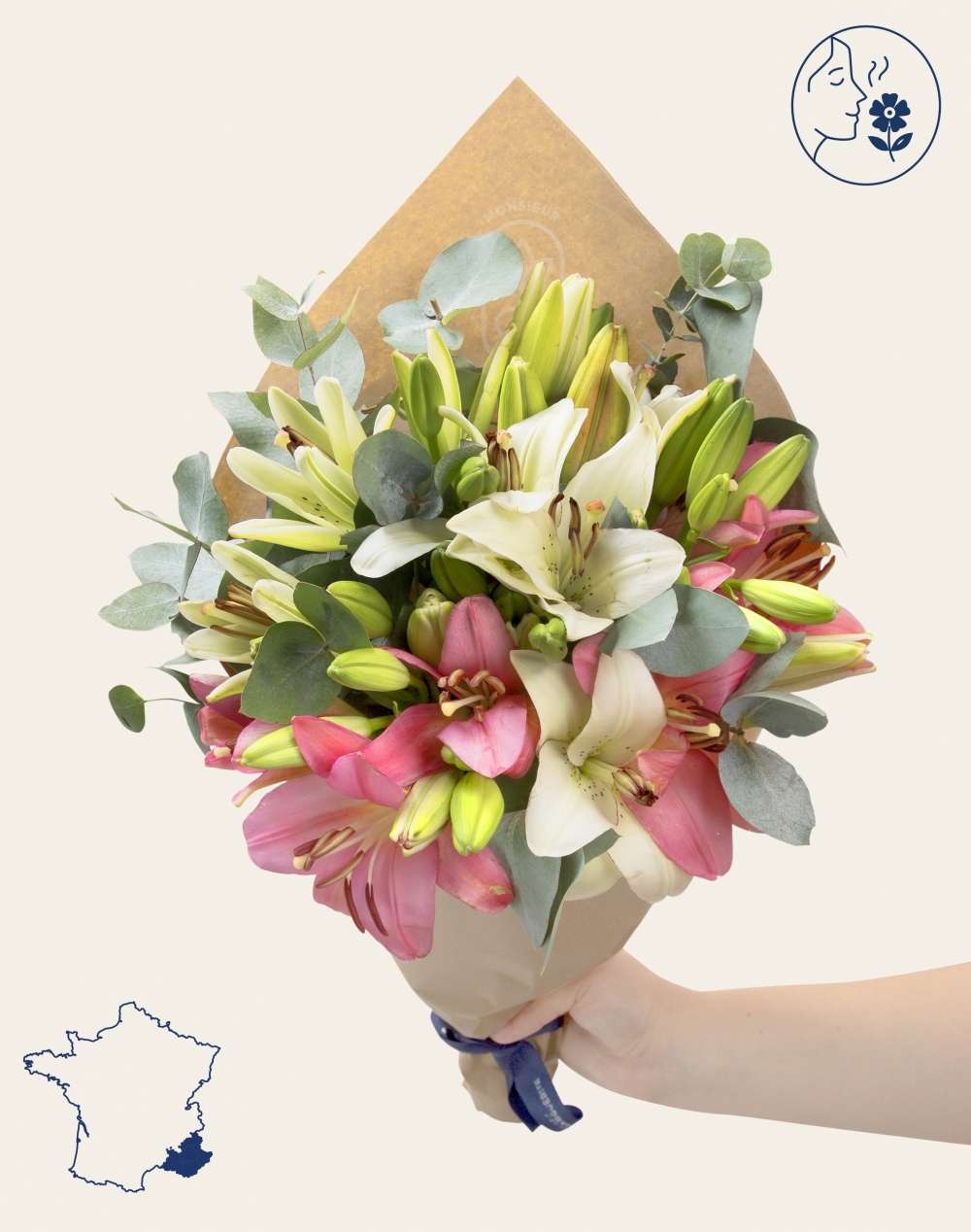 Pack Merci - Bouquet de Lys Rose et Blanc