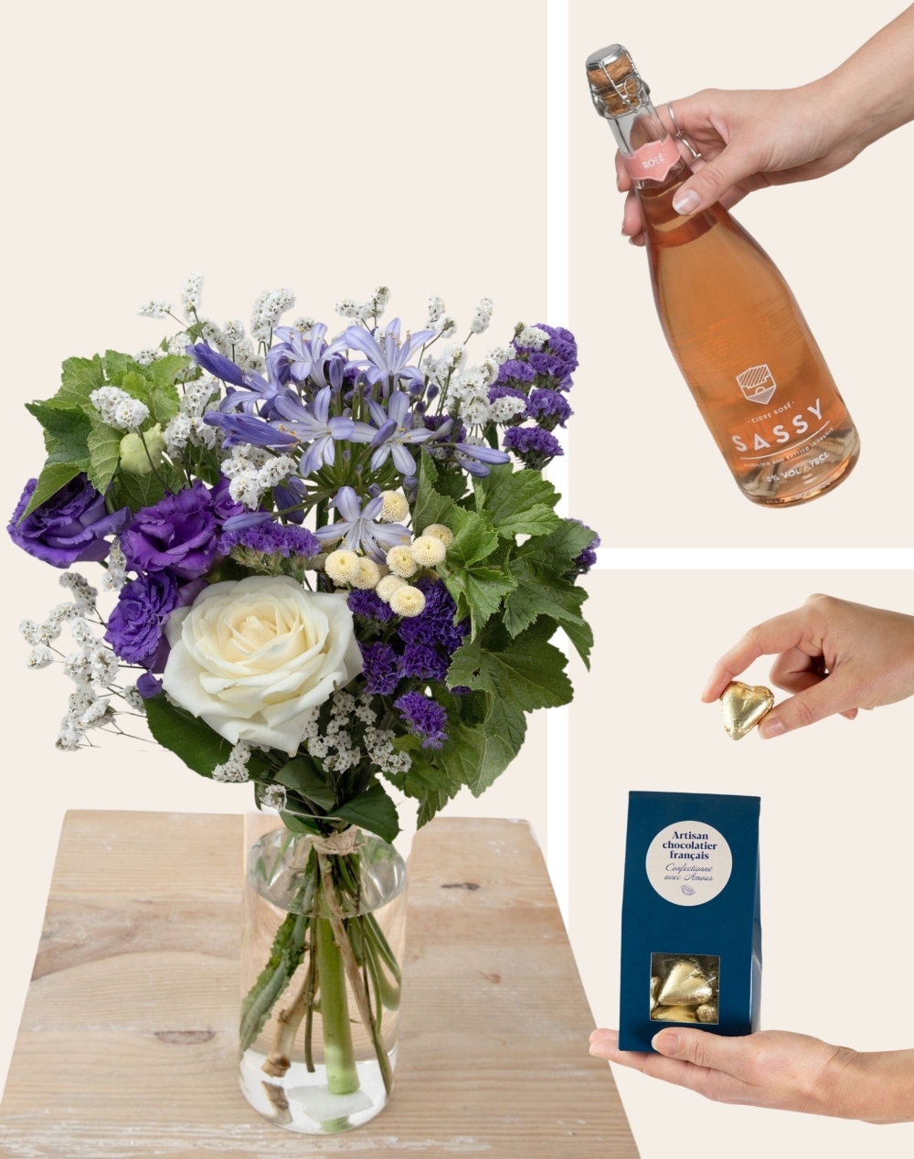 Pack Amour - Bouquet de saison Bleu et Blanc
