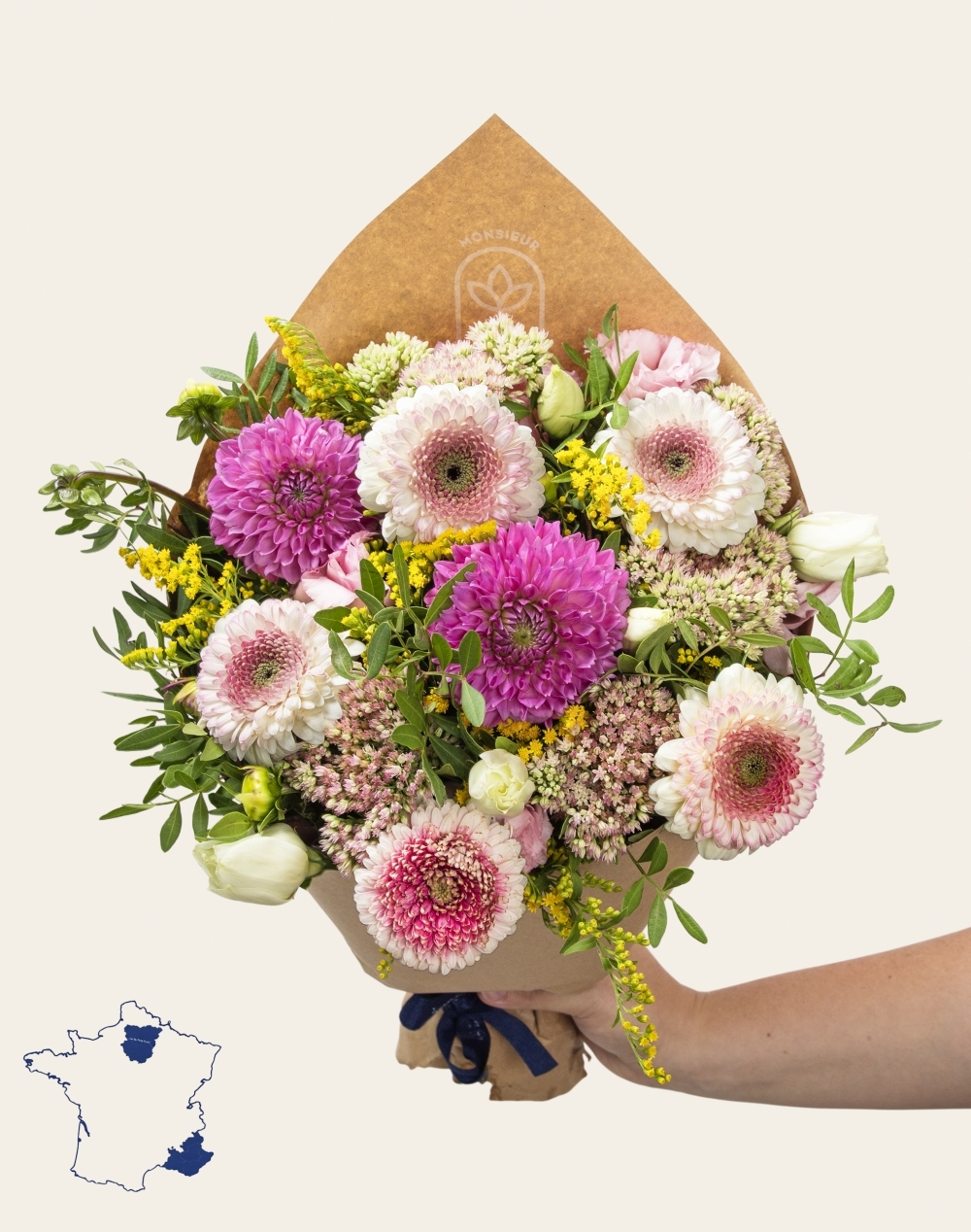 Duo - Bouquet de saison Dahlia et livre