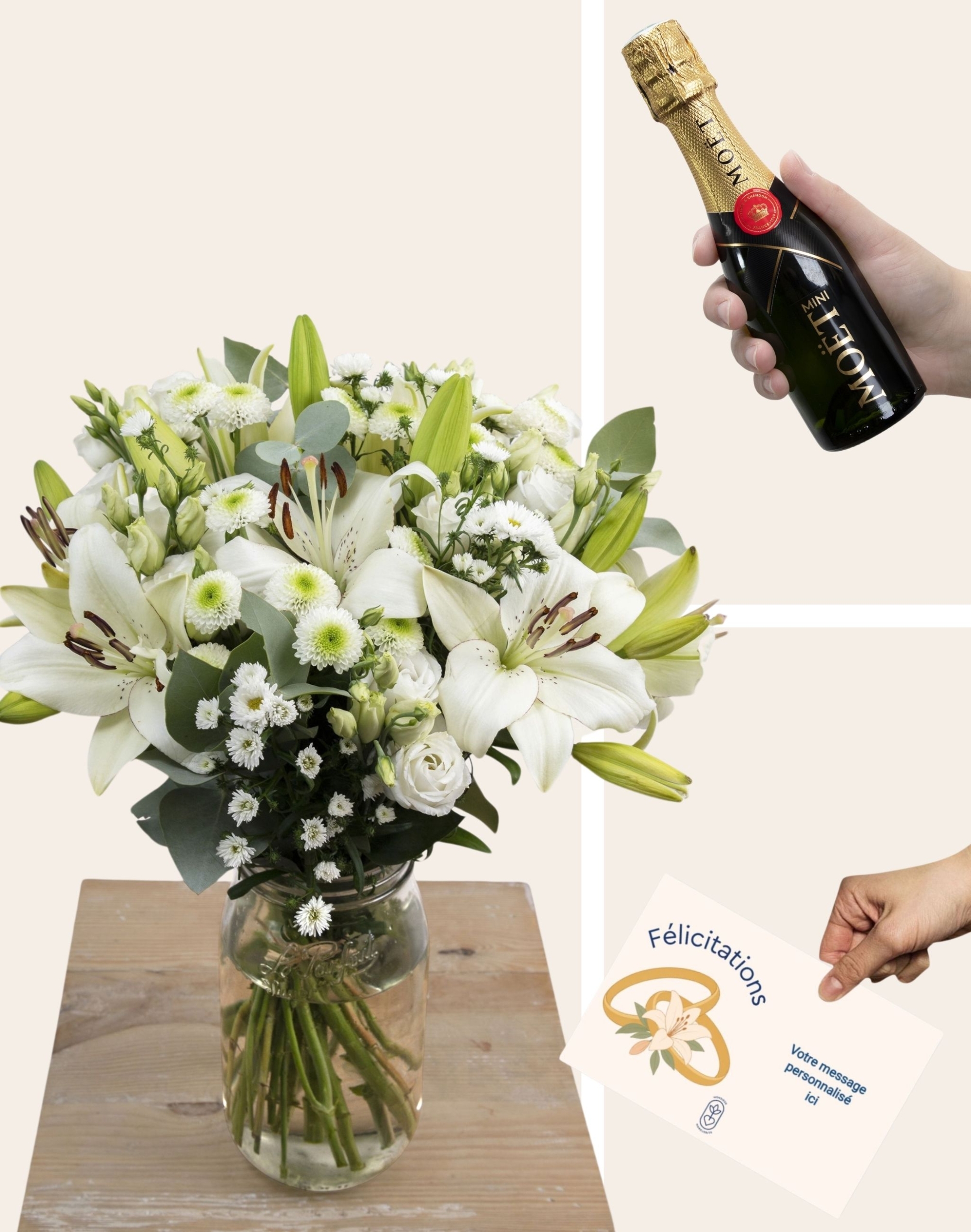 Pack Félicitations - Bouquet de saison blanc