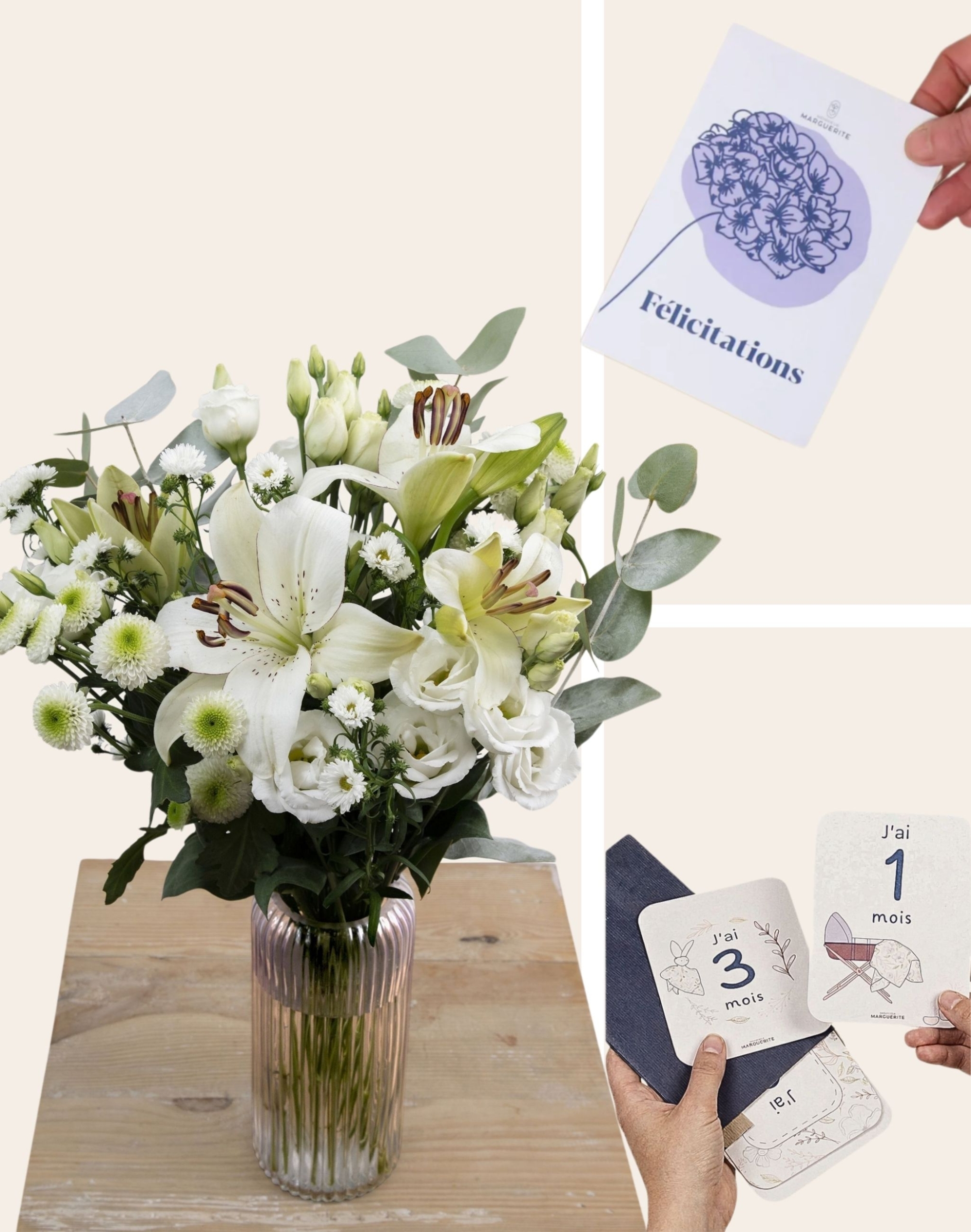 Pack Naissance - Bouquet de saison blanc