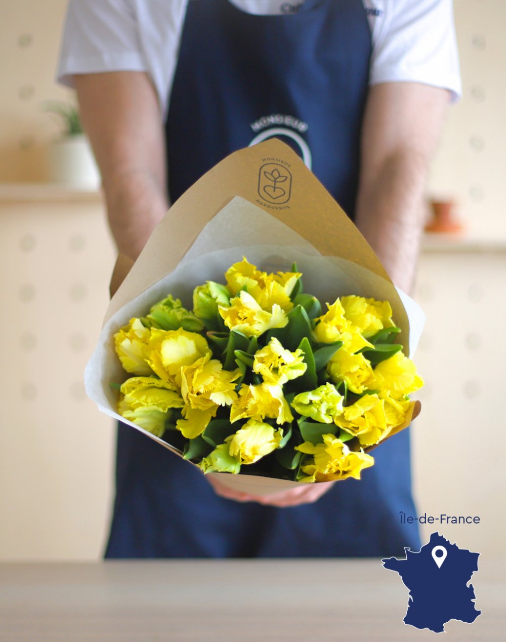 Botte de 20 Tulipes Perroquet - Jaune pâle