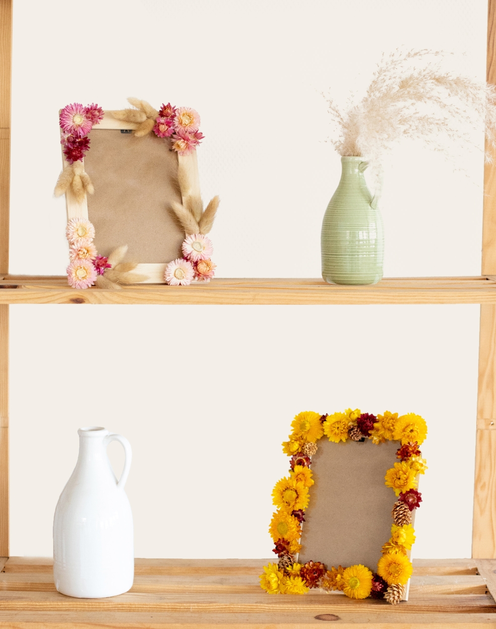 Cadre fleuri zéro déchet en fleurs séchées