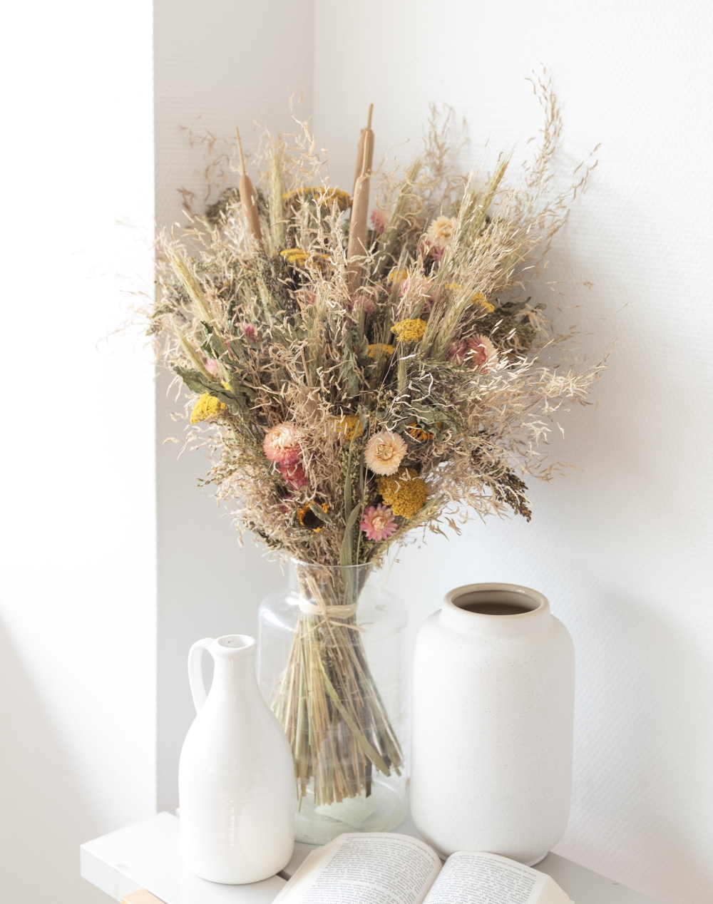 Douceur - Bouquet de fleurs séchées et son vase
