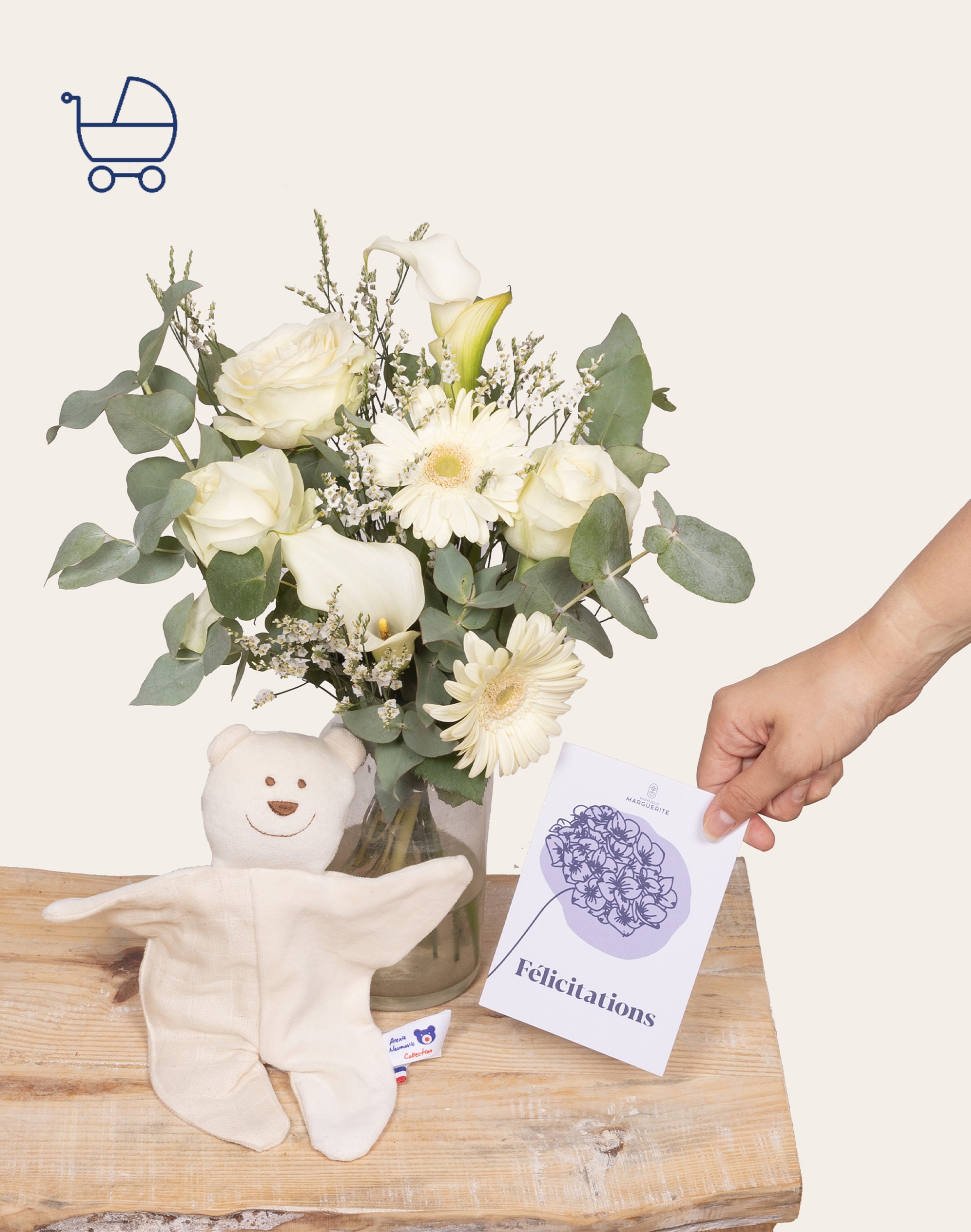 Pack Naissance : Bouquet de saison blanc